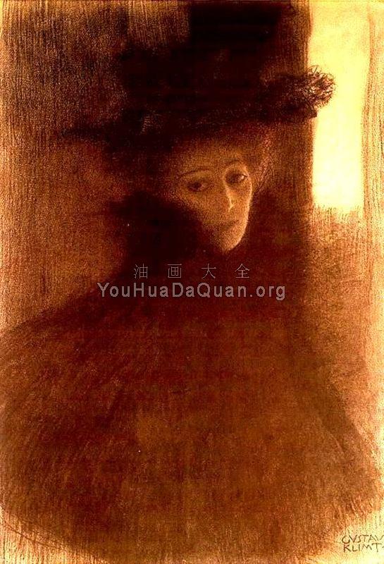 Woman with a Cape and a Hat - 古斯塔夫·克林姆特